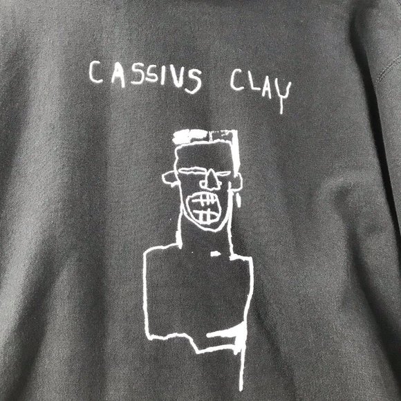 Rare! PELOTON x Jean Michel Basquiat Cassius Clay Men's LARGE Black Hoodie - Picture 3 of 16